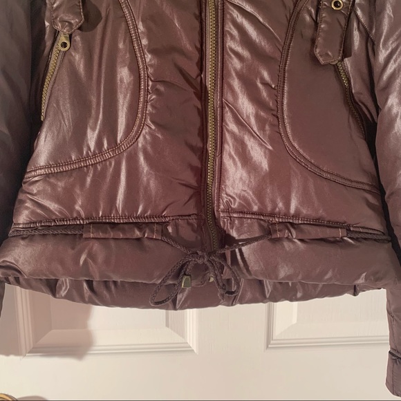 Good & Cool European stylish puffer jacket with faux fur collar brown waterproof - Picture 6 of 7